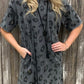 Vintage Washed Leopard T-Shirt Dress with Pockets
