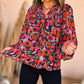 Floral Shirred Detail Puff Sleeve Blouse