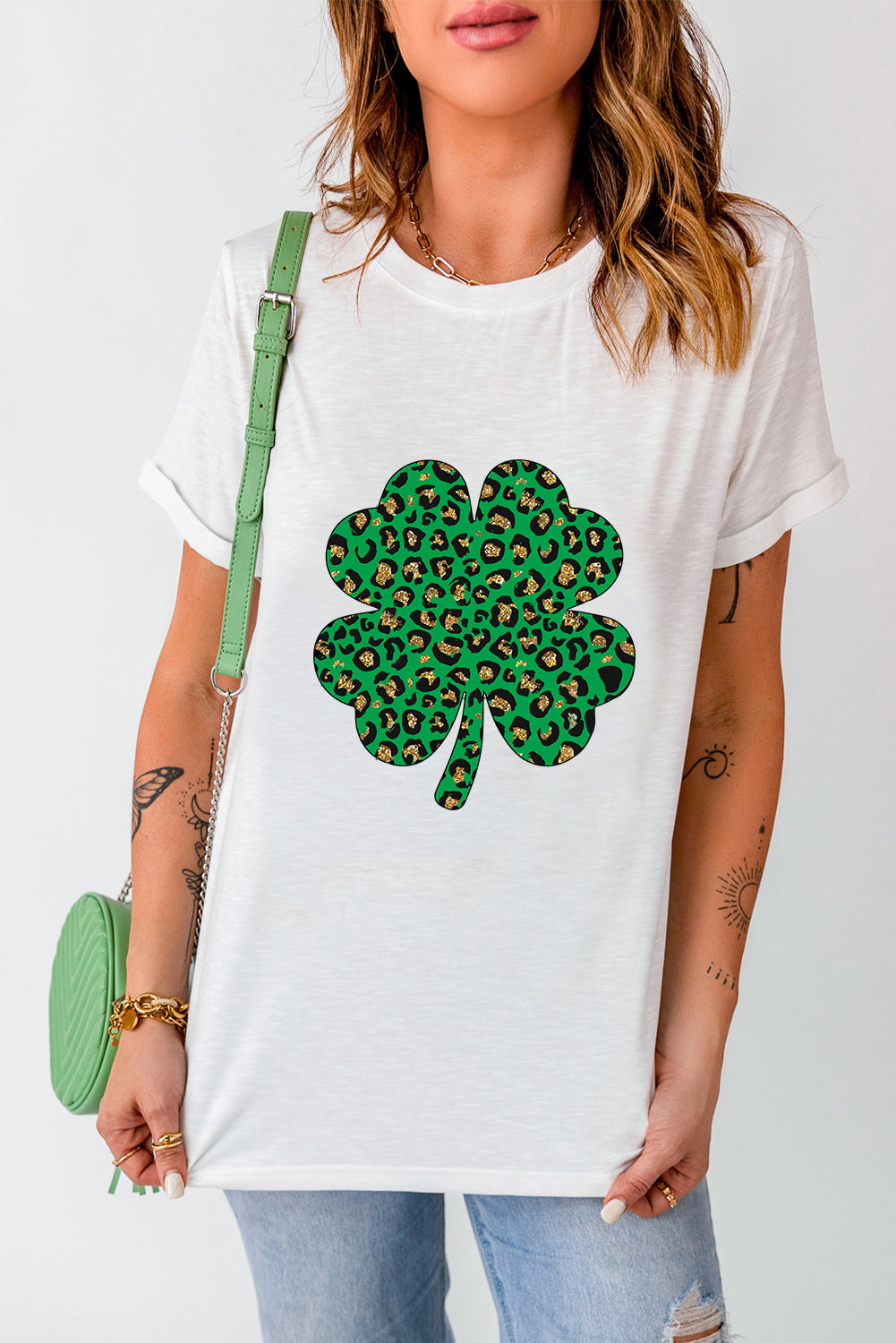Leopard Four Leaf Clover Graphic Tee