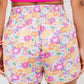 Floral Shirred High Waist Casual Shorts