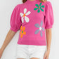 Floral Bubble Short Sleeve Sweater