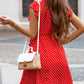 Red Polka Dot V Neck Ruffle Sleeve Dress