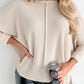 Waffle Knit Splits Batwing Sleeve Oversized Top