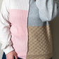 Cable Knit Colorblock Long Sleeve Plus Size Top