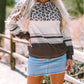 Leopard Color Block Crewneck Long Sleeve Top