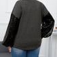 Plus Size Sequin Bubble Sleeve V Neck Knit Top
