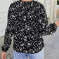 Plus Size Floral Print Ruched Split Neck Blouse