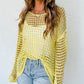 Open Knit Crochet Bell Sleeve Tunic Sweater