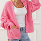 Solid Pocketed Open Short Cardigan