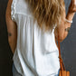 Button Split Neck Ruffled Trim Tank Top