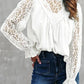 Mock Neck Lace Splicing Long Sleeve Blouse