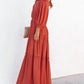 Off Shoulder Balloon Sleeve Cutout Ruffled Maxi Dress