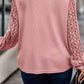 Plus Size Contrast Lace Sleeve Textured Knit Top