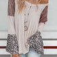 Leopard Sequin Bell Sleeve V Neck Tunic Top