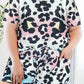 Tie Dye Print Short Sleeve Lace-up Waist Plus Size Lounge Set