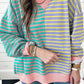 Stripe Colorblock Drop Shoulder Oversize Sweatshirt
