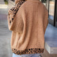 Leopard Contrast Lapel Collar Sherpa Coat