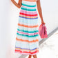 Tie Shoulder Strap Striped Midi Dress