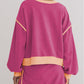 Color Contrast Loose Pullover and Lace-up Waist Skort Set