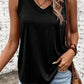 Black Ribbed V Neck Tank