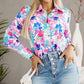 Flower Print Button-up Slim-fit Long Sleeve Shirt