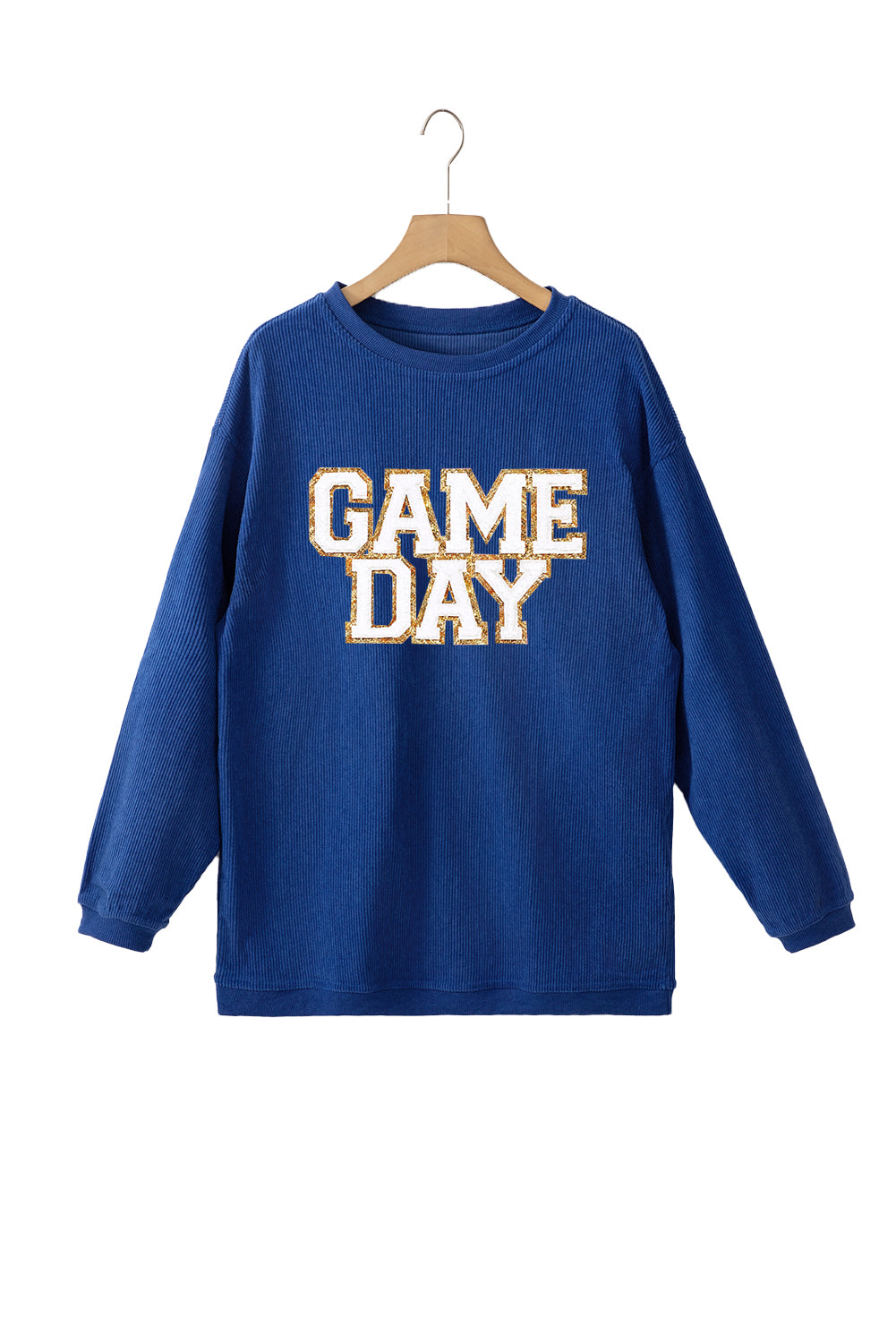 GAME DAY Glitter Detail Ribbed Drop Shoulder Sweatshirt