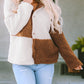 Color Block Sherpa Button Up Jacket