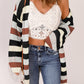 Striped Color Block Hollowed Knit Cardigan