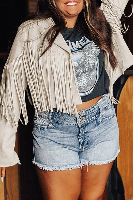 Fringe Plus Size Cropped Jacket