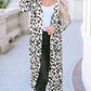 Leopard Pocketed Open Front Duster Cardigan