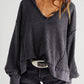 Oversized Drop Shoulder Thermal Knit Top