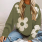 Big Flower Pattern Knit Sweater