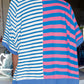 Stripe Contrast Patchwork Oversized T Shirt