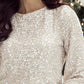 Sequin Puff Sleeve Cutout Back Blouse