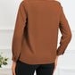 Solid Asymmetric V Neck Long Sleeve Satin Blouse