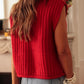 Solid Textured Knit Side Pockets Buttoned Sweater Vest