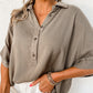 Half Buttons Folded Short Sleeve Oversize Top