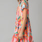 Abstract Geometric Print Tassel Tie Flared Dress