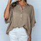 Half Buttons Folded Short Sleeve Oversize Top