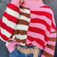 Color Block High Neck Drop Shoulder Loose Sweater