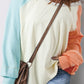 Cream Colorblock Patchwork Crew Neck Long Sleeve Top