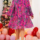 Plus Size Abstract Floral Print Pleated Loose Dress