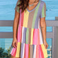 Stripe Color Block Ruffled T-shirt Dress