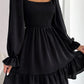 Smocked Puff Sleeve Ruffle Mini Dress