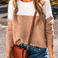 Colorblock Ribbed Trim Round Neck Sweater