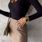 Solid Color Halter Neck Tie Long Sleeve Bodysuit