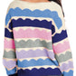 Wave Striped Balloon Sleeve Drop Shoulder Sweater