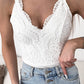 Crochet Lace Overlay Spaghetti Strap Bodysuit