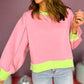 Colorblock Bubble Sleeve Sweatshirt