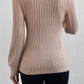 Square Neck Bubble Sleeve Textured Knit Top